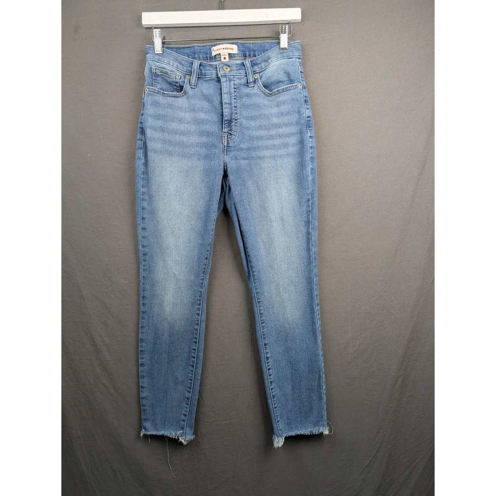 Lucky Brand Womens Blue High Rise Skinny Jeans Raw Hem Size 8/29